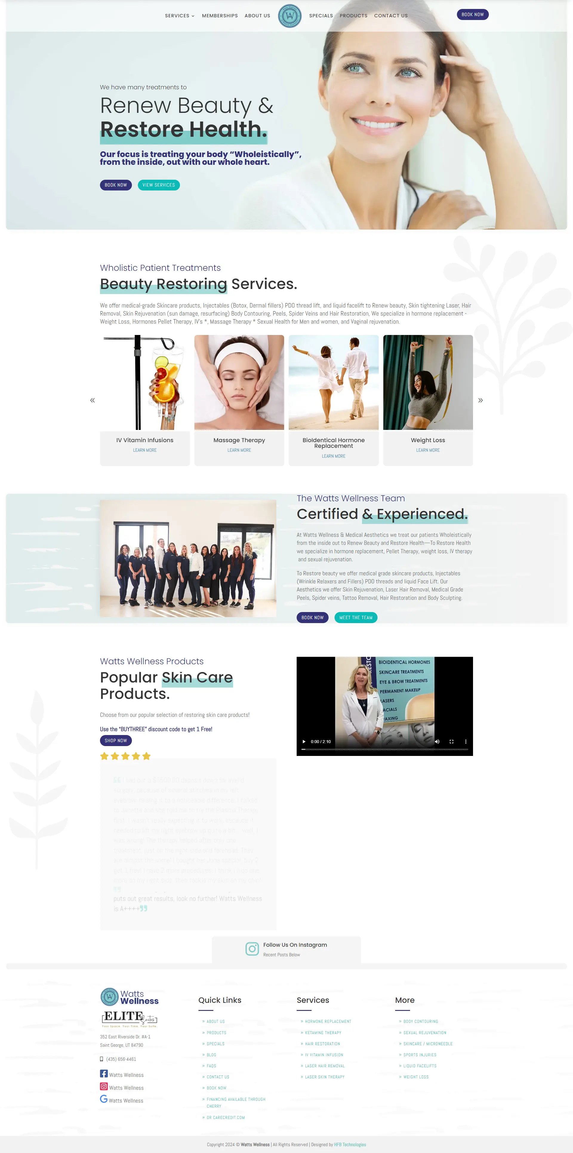 Comprehensive beauty and health restoration clinic homepage.