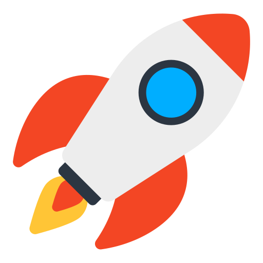 Colorful rocket launching upwards