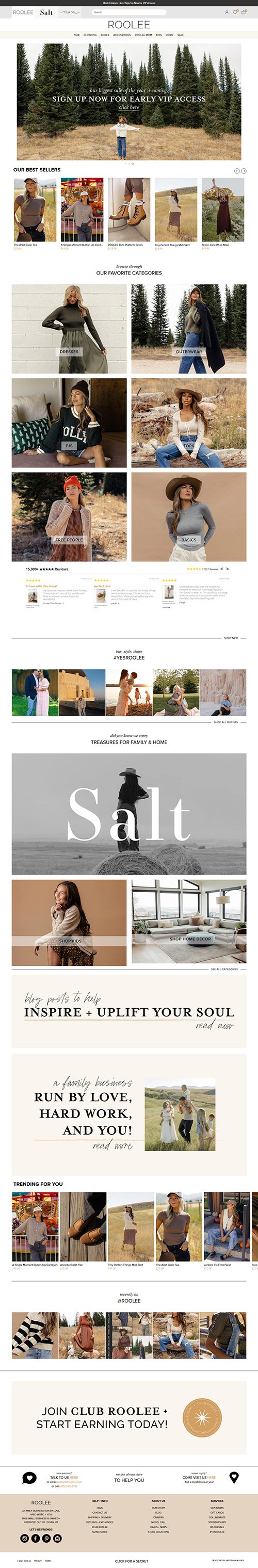 Fashion retailer website showcasing women's clothing and accessories.