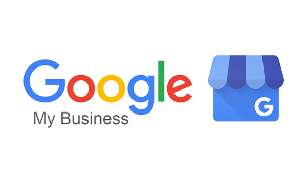 Google My Business logo with colorful barcode design.