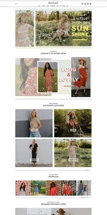 Women's fashion clothing collage from Roolee website.