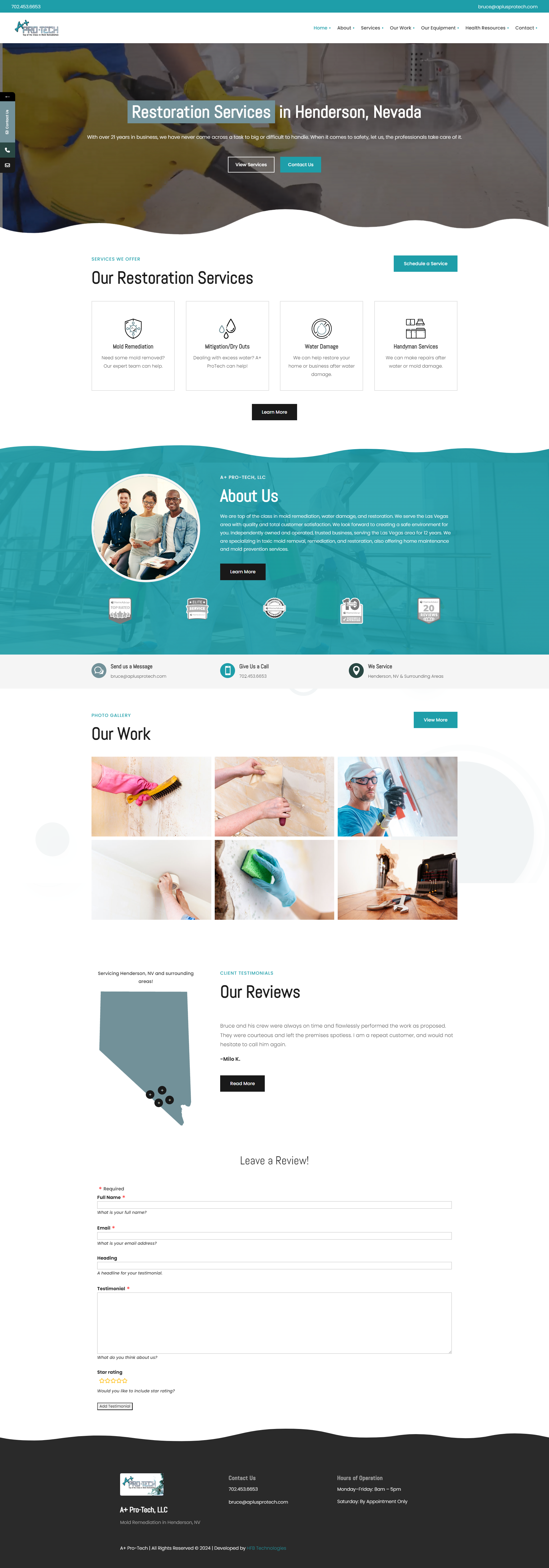 Henderson, Nevada restoration services website screenshot.