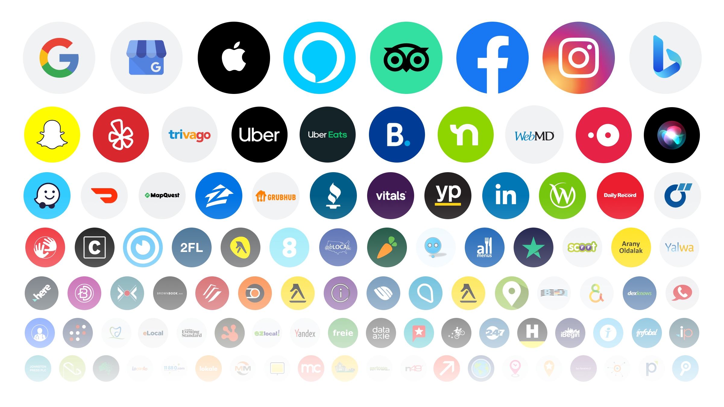 Assorted social media and brand logos.