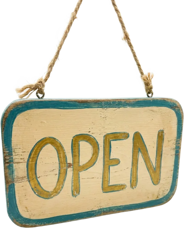 Hanging shop open sign