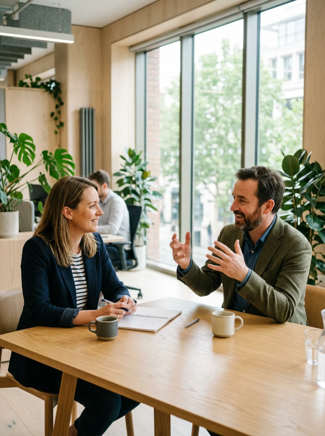 An HFB Technologies consultant talking a business owner through a plan