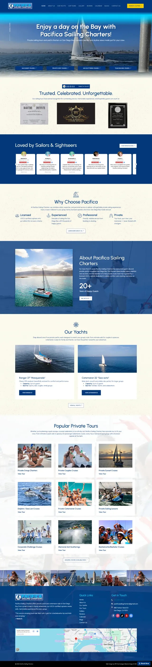 Pacifica Sailing Charters website