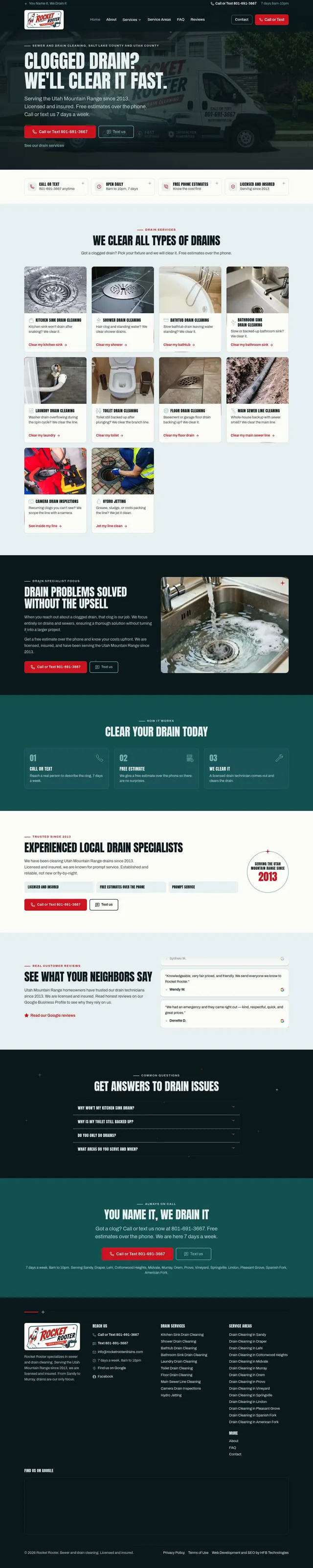 Rocket Rooter Drains website