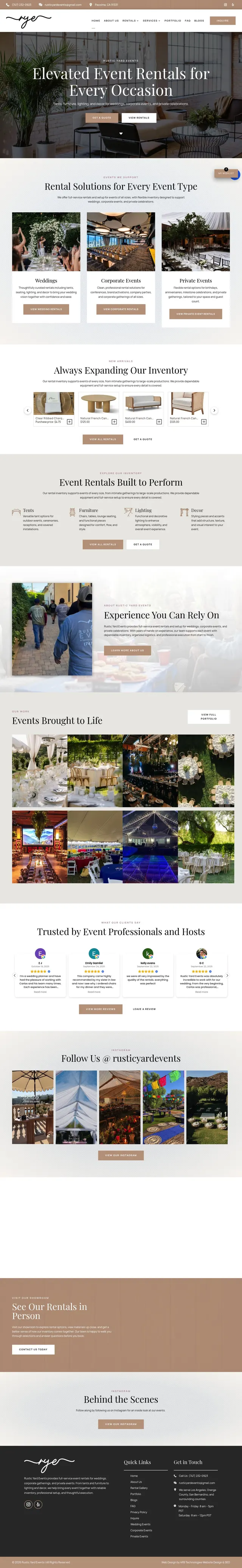 Rustic Yard Events website