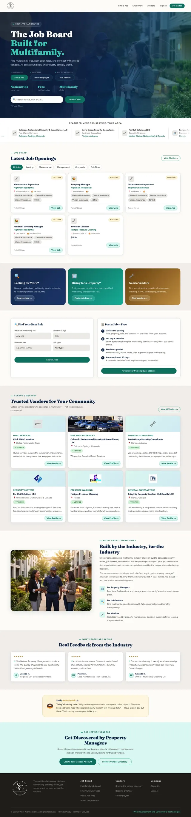 Sweet Connections website
