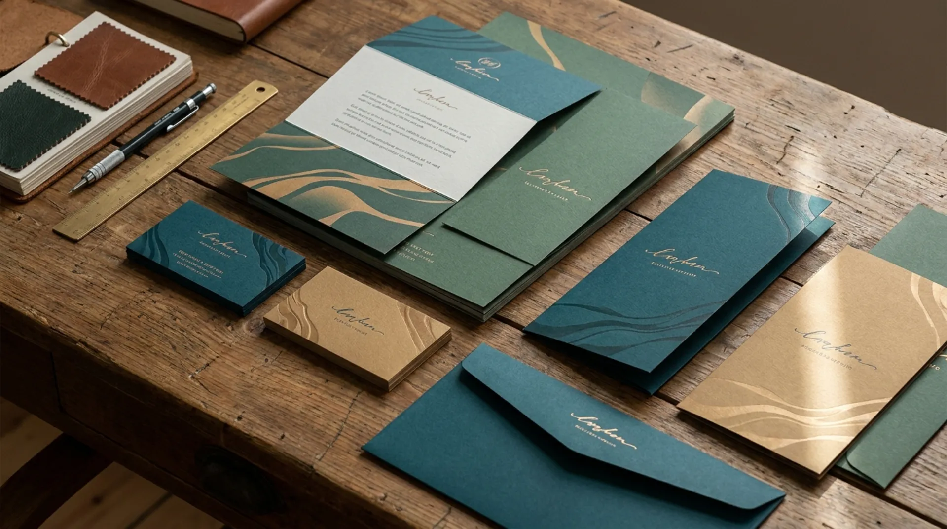 Coordinated business cards, brochures and printed brand materials